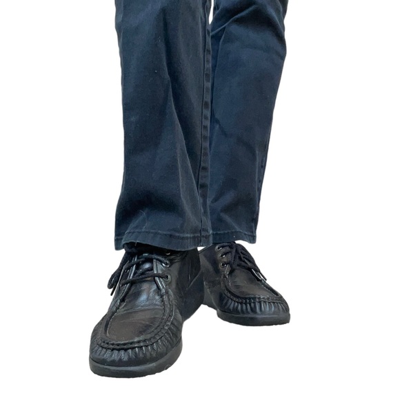 SAS Black Leather Wedge Style Coquette Preppy Grunge Gothic Lace Up Oxford Shoes - Picture 2 of 15